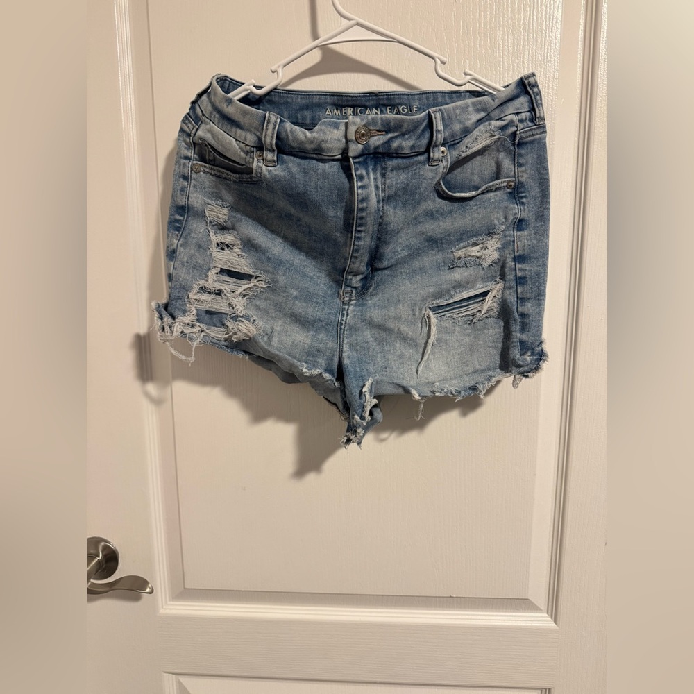 American Eagle Outfitters Distressed Light Blue Jean Shorts
